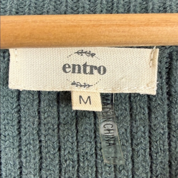 Entro Teal Ribbed Knit Cardigan Size Medium - Picture 4 of 9